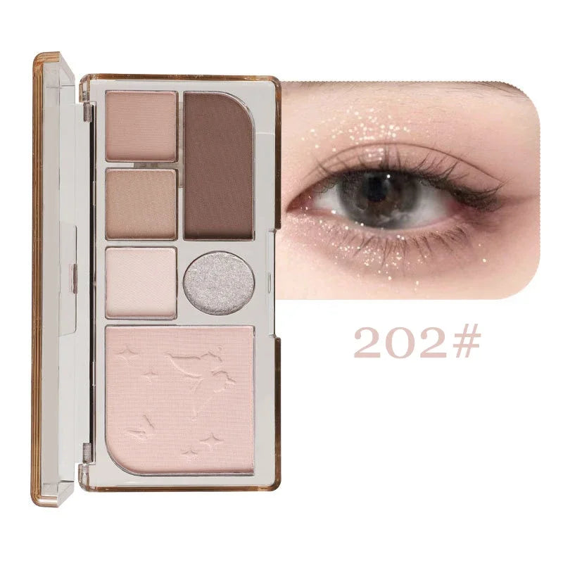 6 Color Black Smokey Eyeshadow Pallets Face Matte Contour Blush Powder All-in-One Makeup Pigments Shimmer Women Cosmetics Korean Qme 202