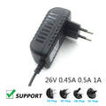 UK AU PLUG 26V 0.45A 0.5A 1A Vacuum Cleaner Fascia Gun Massage Gun Power Adapter DC 5.5*2.1MM Qme AU PLUG 1A