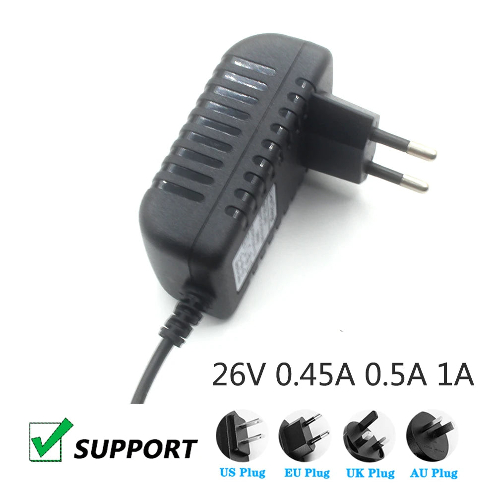 UK AU PLUG 26V 0.45A 0.5A 1A Vacuum Cleaner Fascia Gun Massage Gun Power Adapter DC 5.5*2.1MM Qme AU PLUG 1A