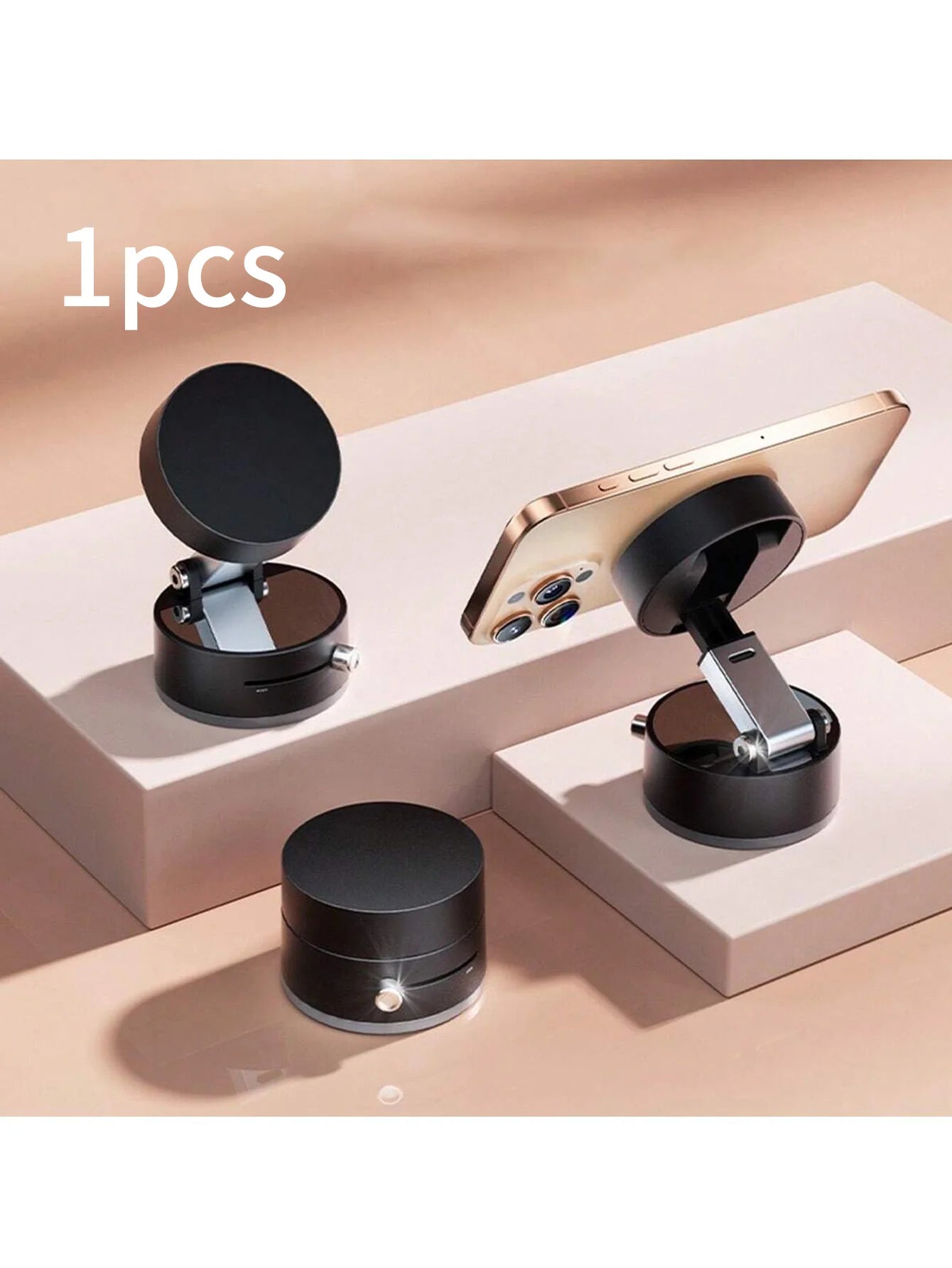 Vacuum Magnetic Phone Holder Desktop Foldable Extendable Lazy Car Qme black