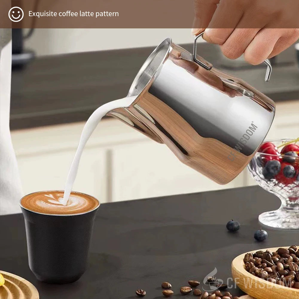 Milk Frothing Pitcher Stainless Steel Frother Cup Latte Art Espresso Qme