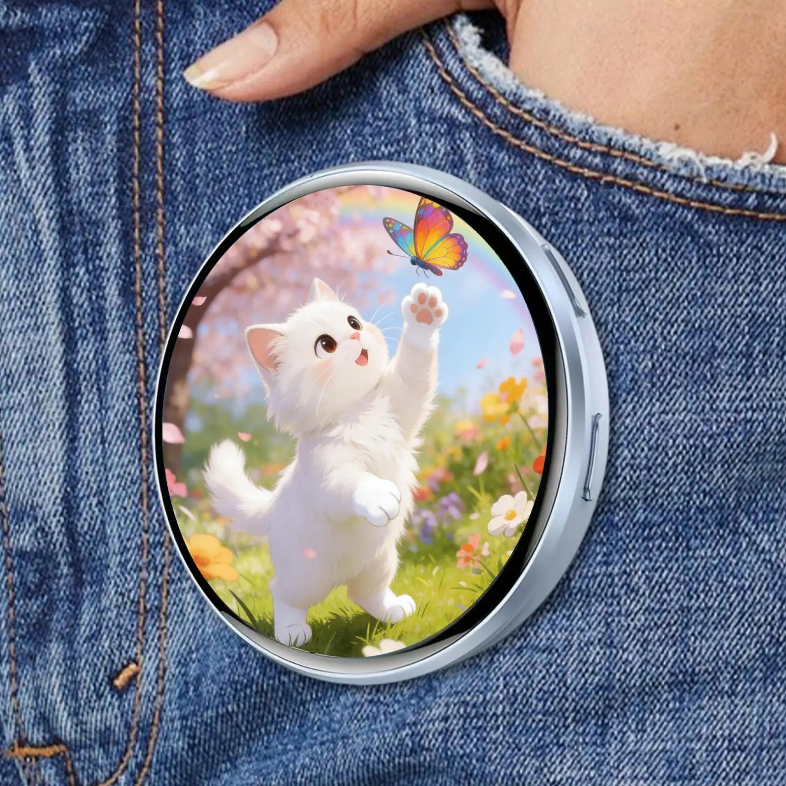 Electronic Badge HD Touchscreen Digital Photo Display Brooch Electronic Badge Anime Pins for Backpacks Christmas Boys Girls Qme