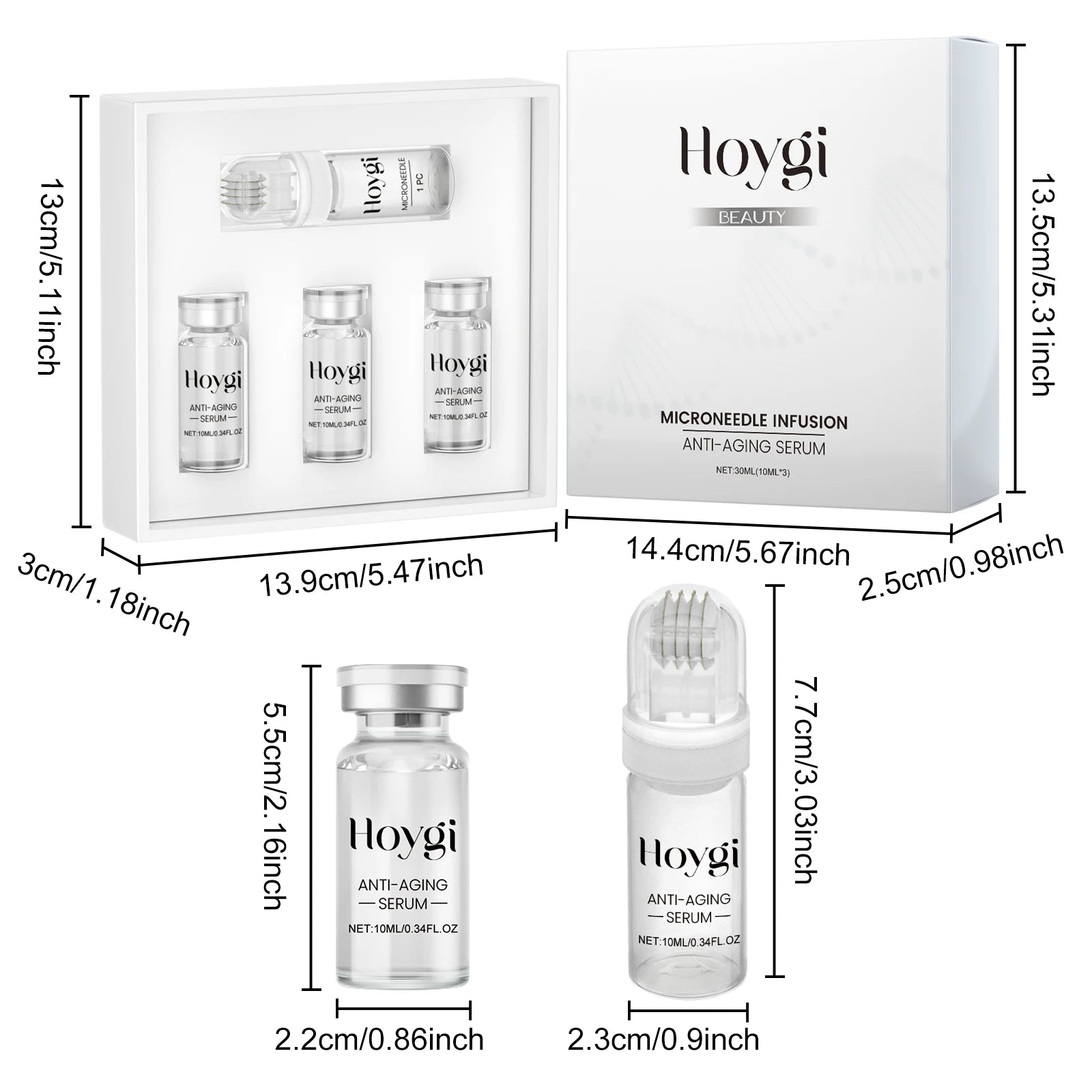 Hyaluronic Acid Essence Skin Care Roller Set Tightening Massage Facial Skin Smoothing Nourishing Improve Rough & Matte Skin Qme