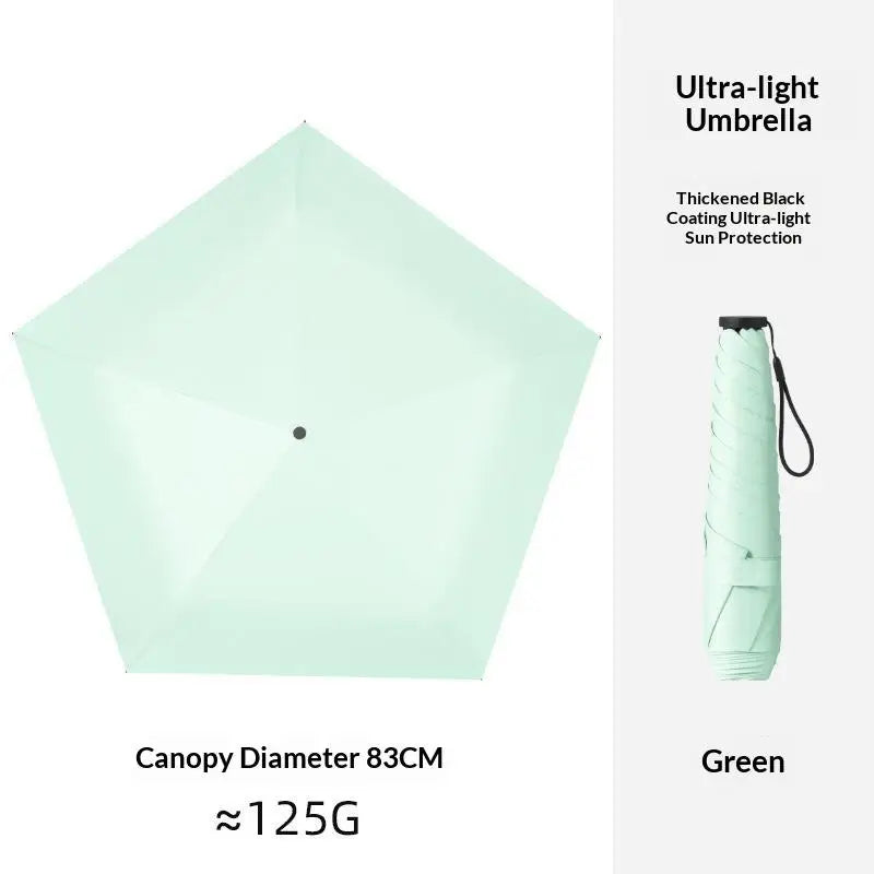2 In 1 Sun Protection Ultra Light Pencil Umbrella Portable Folding UV Block Travel Umbrella Mini Pocket Rain Umbrella For Women Qme A4 5K metal-fiber composite