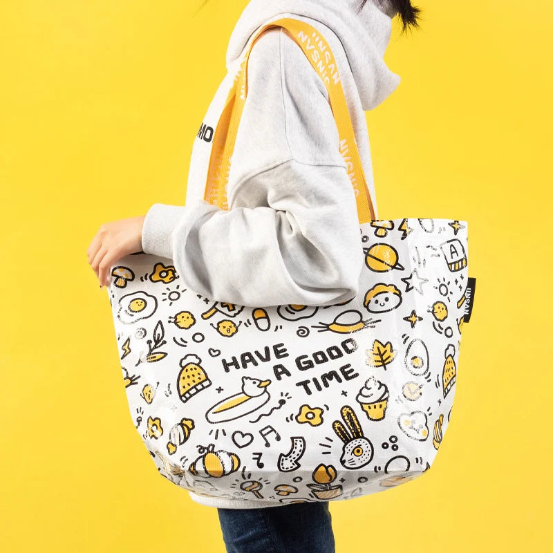 1pc Large Capacity Creative Shopping Shoulder Bag For Shopping Party And Kitchen Organizers And Storage Kitchen Accessories Qme happy time 54x20x35cm
