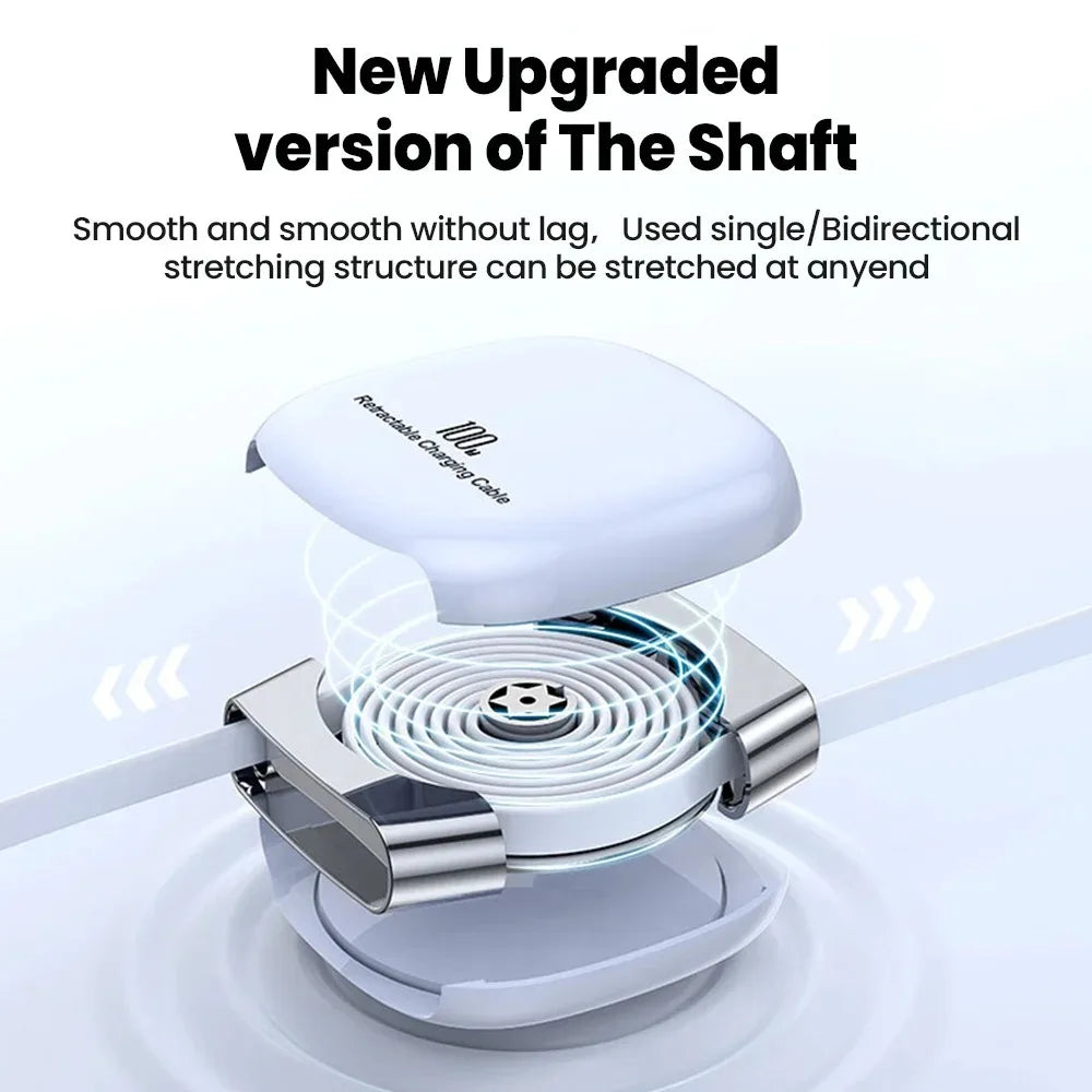 100W USB C to USB C Cable Portable Charge Cable Retractable Type C Fast Charging Cord For iPhone 17 Samsung Galaxy Xiaomi 15 14 Qme