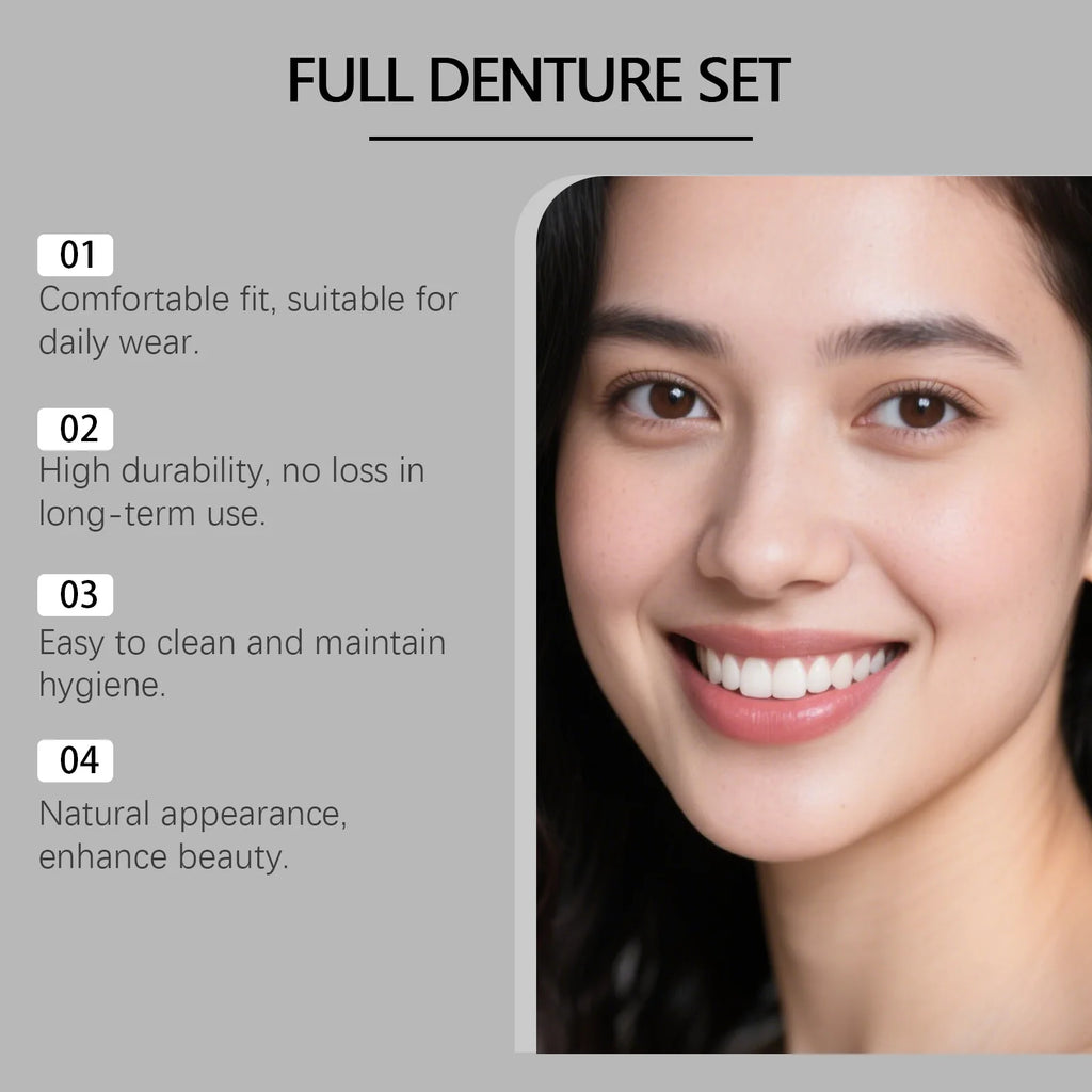 Silicone Dentures False Teeth Full Set Cover Gums Improve Missing Broken Tooth Restore Confident Smile Teeth Denture Reliner Kit Qme