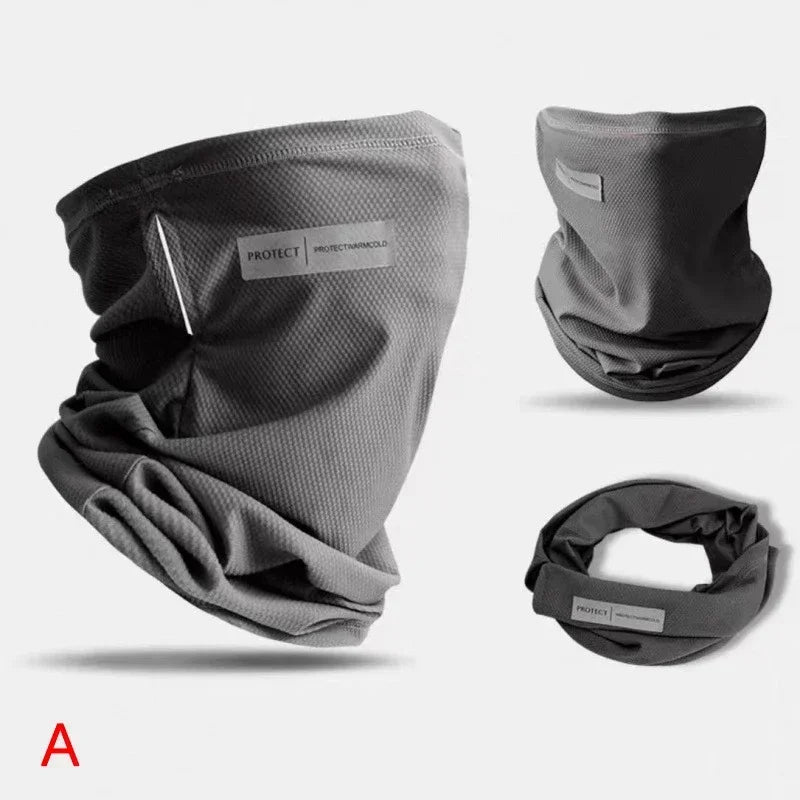 Ice Silk Sunscreen Mask For Men Women Outdoor Cycling Face Cover Solid Color Neck Wrap UV Protection Ear Bandana Scarf Summer Qme Dark Grey