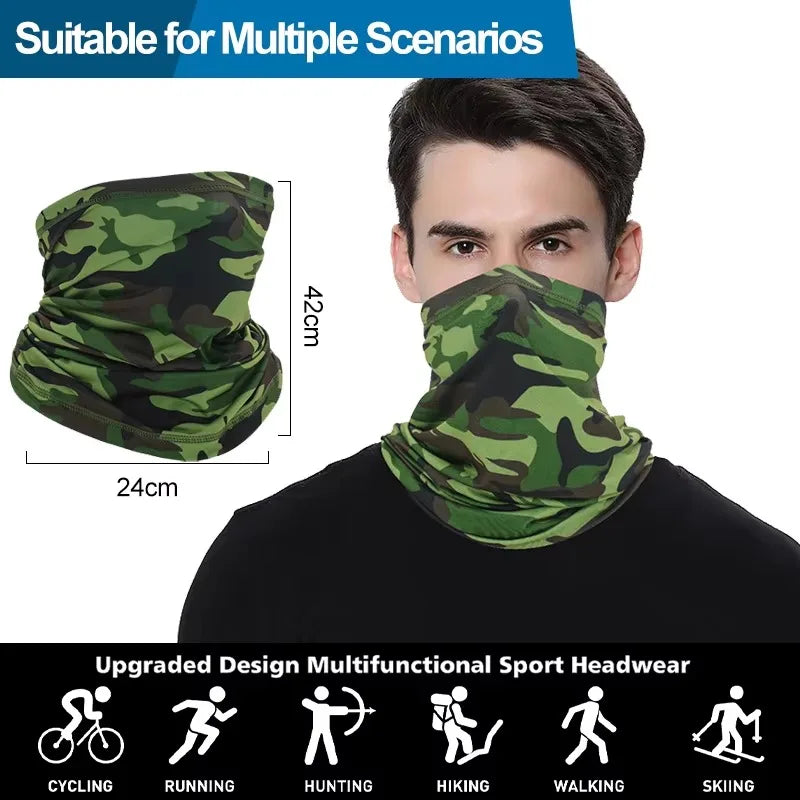 Cycling Face Mask Absorb Sweat Breathable Fishing Training Sport UV Face Scarf Neck Gaiter Summer Face Bandana Qme