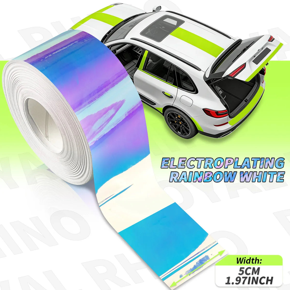 Glossy Colored White Black Pink Vinyl Sticker Self-Adhesive Waterproof Motorcycle Engine Hood Decal Car Design Decoration Qme RAINBOW WHITE 5M 5cm