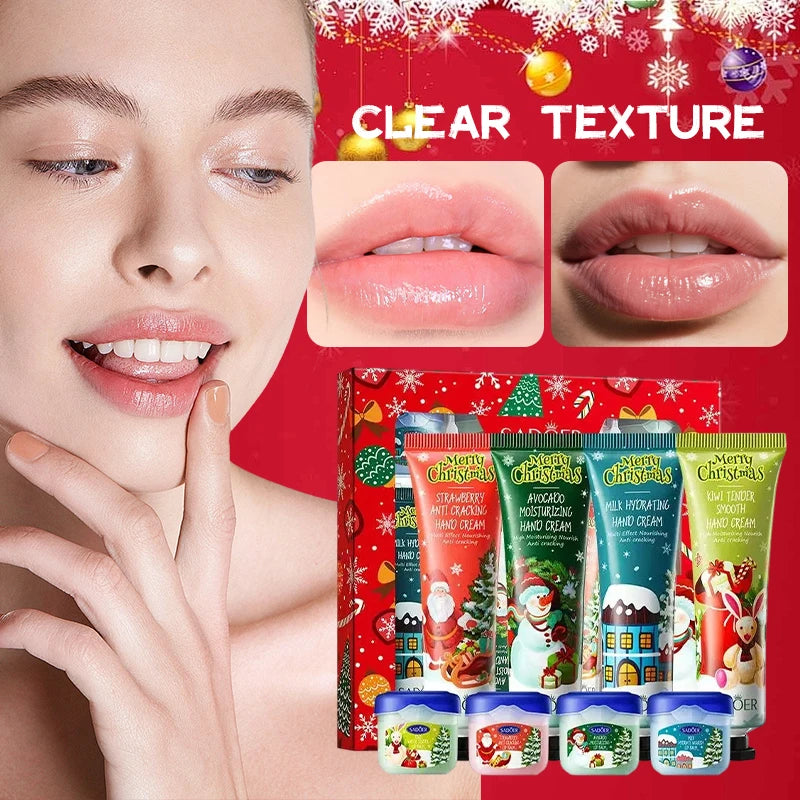 Christmas Hand Cream Lip Balm 4 Creams Balms Nourishing Mask Qme