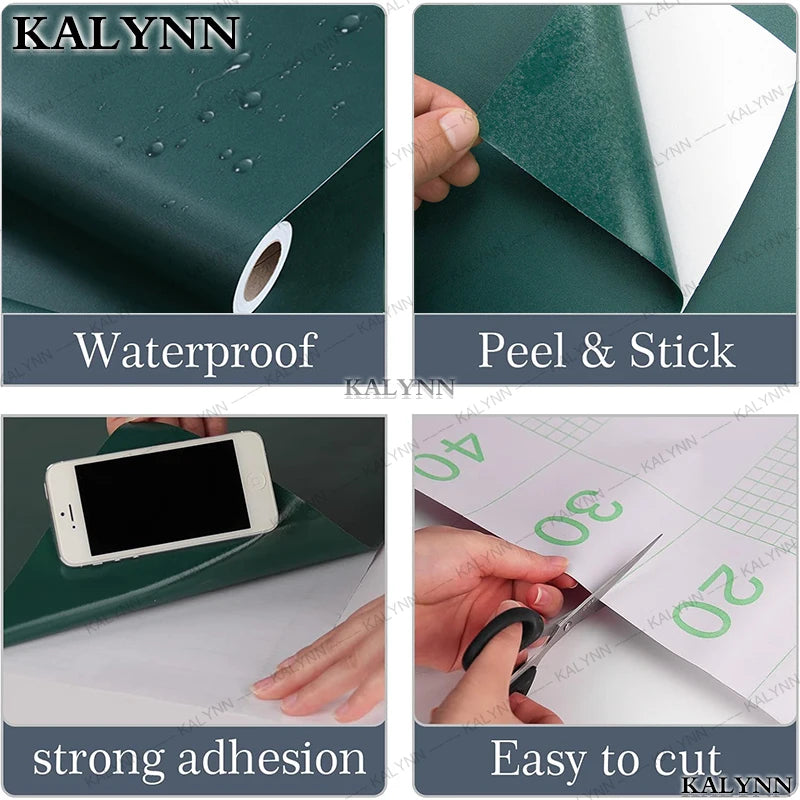 PVC Waterproof Vinyl Wall Contact Paper Dark Green Self-adhesive Qme