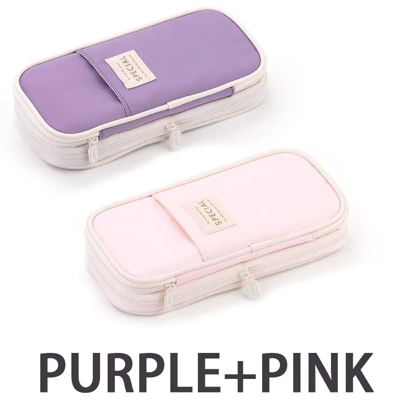 1/2 Piece Kawaii Pencil Case Double Layer Large Capacity Pencil Bag Storage for Office Stationery Storage Box School Supplies Qme 2 PCS MIX B