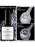 Reflective Glitter Coat Gel Nail Polish Silver Colorful Sparkling Qme 1 PCS