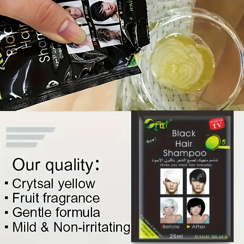 10 Fast Black Hair Shampoo 5 Mins Become Dye Herb Natural Care Qme