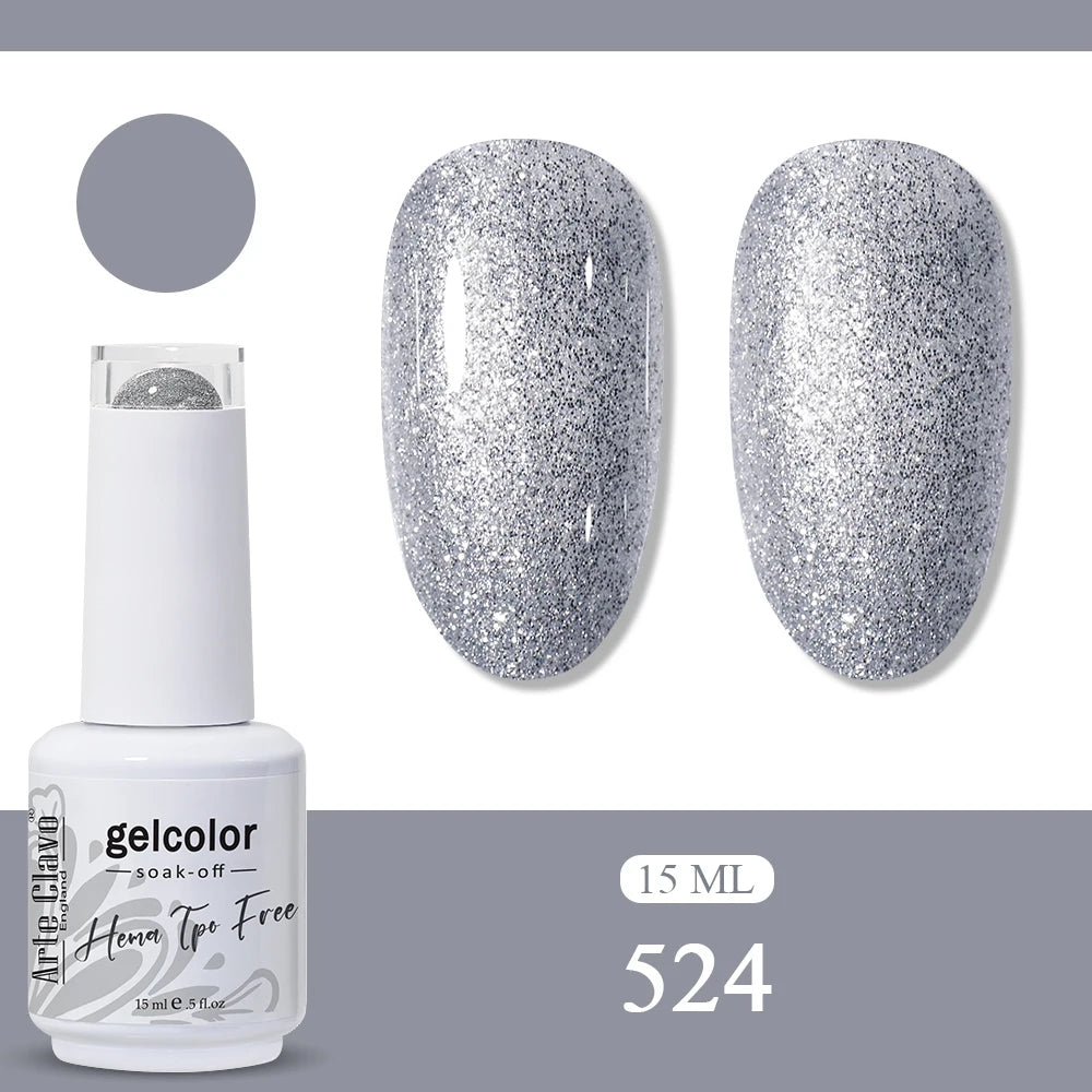 Arte Clavo Glitter Gel Nail Polish HEMA TPO Sliver Champagne Qme 524