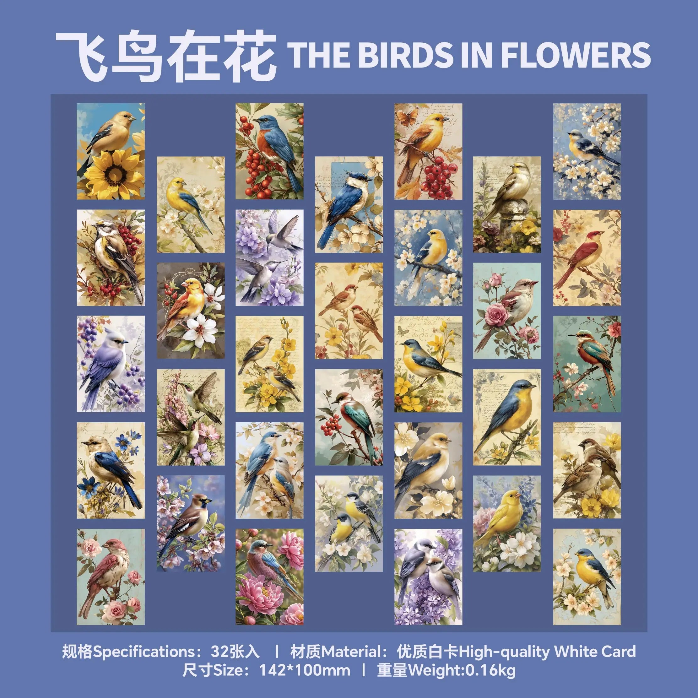 32 Pcs Animal Christmas Theme Greeting Cards Set, Thick Paper for Friends Greeting Thank You Letter Scrapbooking Journaling Qme bird