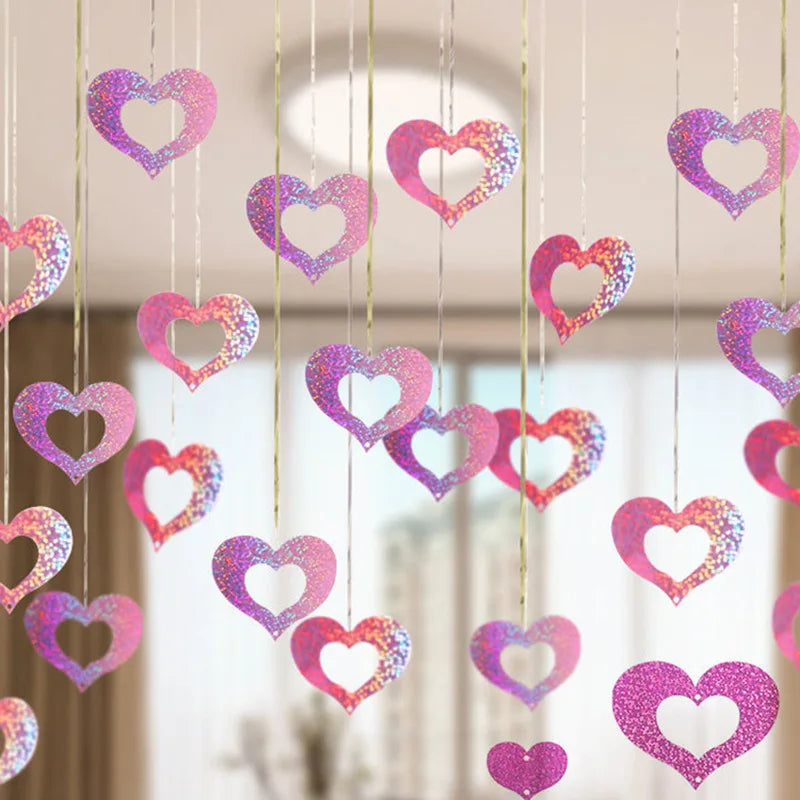100Pcs Rain Silk Pendant Decoration Balloon Party Decoration Venue Layout Heart-shaped Balloon Sequin Pendant Decoration Qme Pink