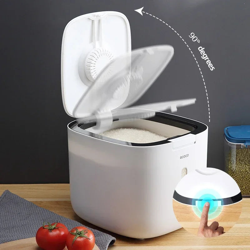 5/10 Kg Kitchen Collection Nano Bucket Rice Storage Container Flip Top Food Storage Bin Container Sealed Rice Bucket Qme