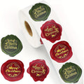 500 1.5-inch Christmas Sticker Rolls - Mixed Wax Seal Style "Merry Christmas" Labels for Greeting Cards, Envelope Seals, Gift Gi Qme 500pcs