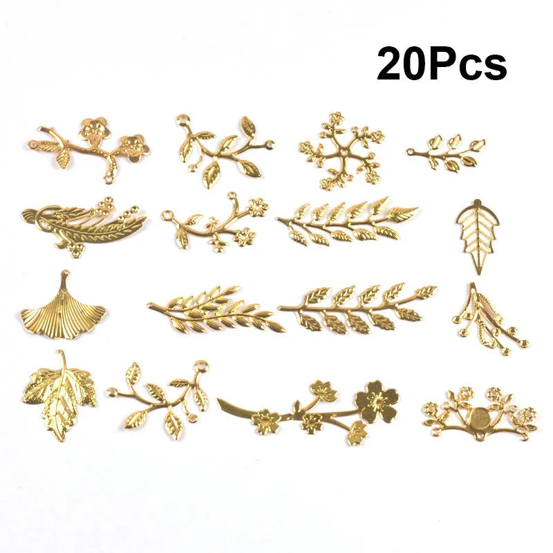 Mixed Gold Leaf Filigree Wraps Metal Crafts Connectors For Making Jewelry Accessories DIY Scrapbook Handicraft Home Decor yk0912 Qme mixed 20pcs