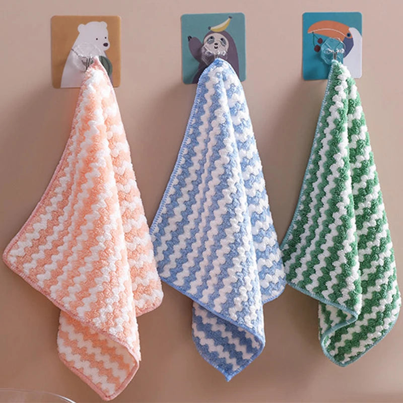 Microfiber Towel Absorbent Kitchen Cleaning Cloths Non-stick Oil Dish Towel Rags Napkins Tableware Household Cleaning Towel Tool Qme