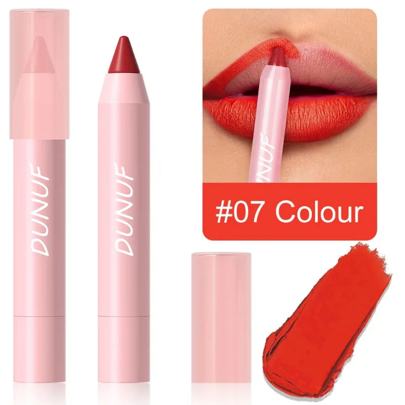 18 Colors Matte Lipstick Pen Soft Silky Velvet Lip Liner Pencil Sexy Full Color Lip Crayon Waterproof Lasting Beauty Maquillaje Qme 07