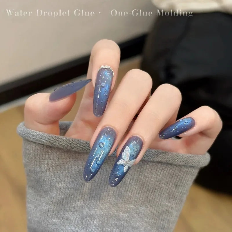 Water Drop Nail Gel Set, 3D Crystal Bubbling Gel & No Wipe Top Coat, DIY Dew Drop Effect for Glossy Glass Nails, Nail Art Design Qme