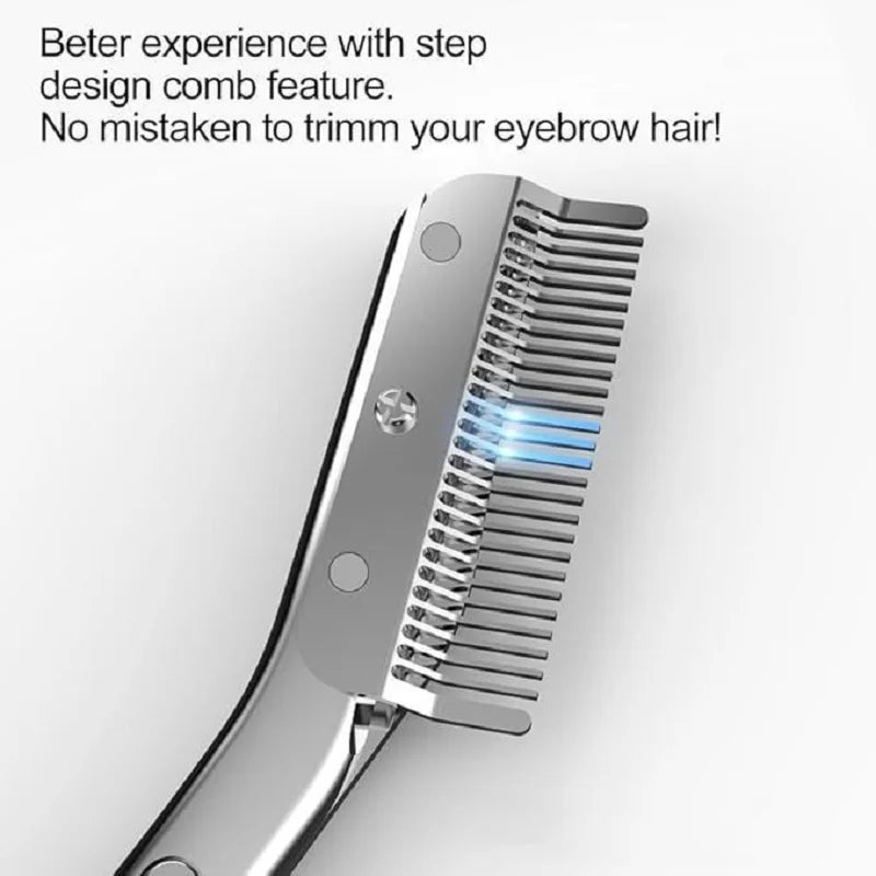 Stainless Steel Eyebrow Scissors Comb Makeup Trimming Knife Hair Qme