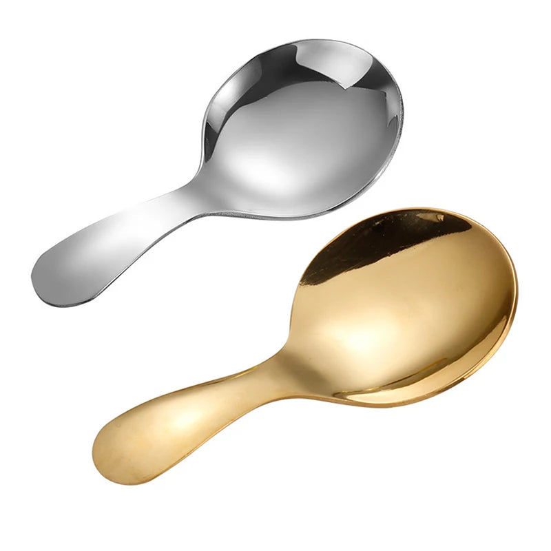 Cute Stainless Steel Spoon Short Handle Gold Ice Cream Tea Coffee Qme