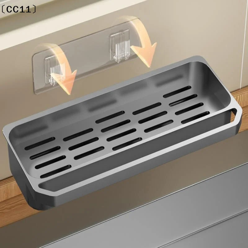 No-drill Kitchen Sponge Drying Rack Sink Caddy Dish Soap Towel Bar Qme