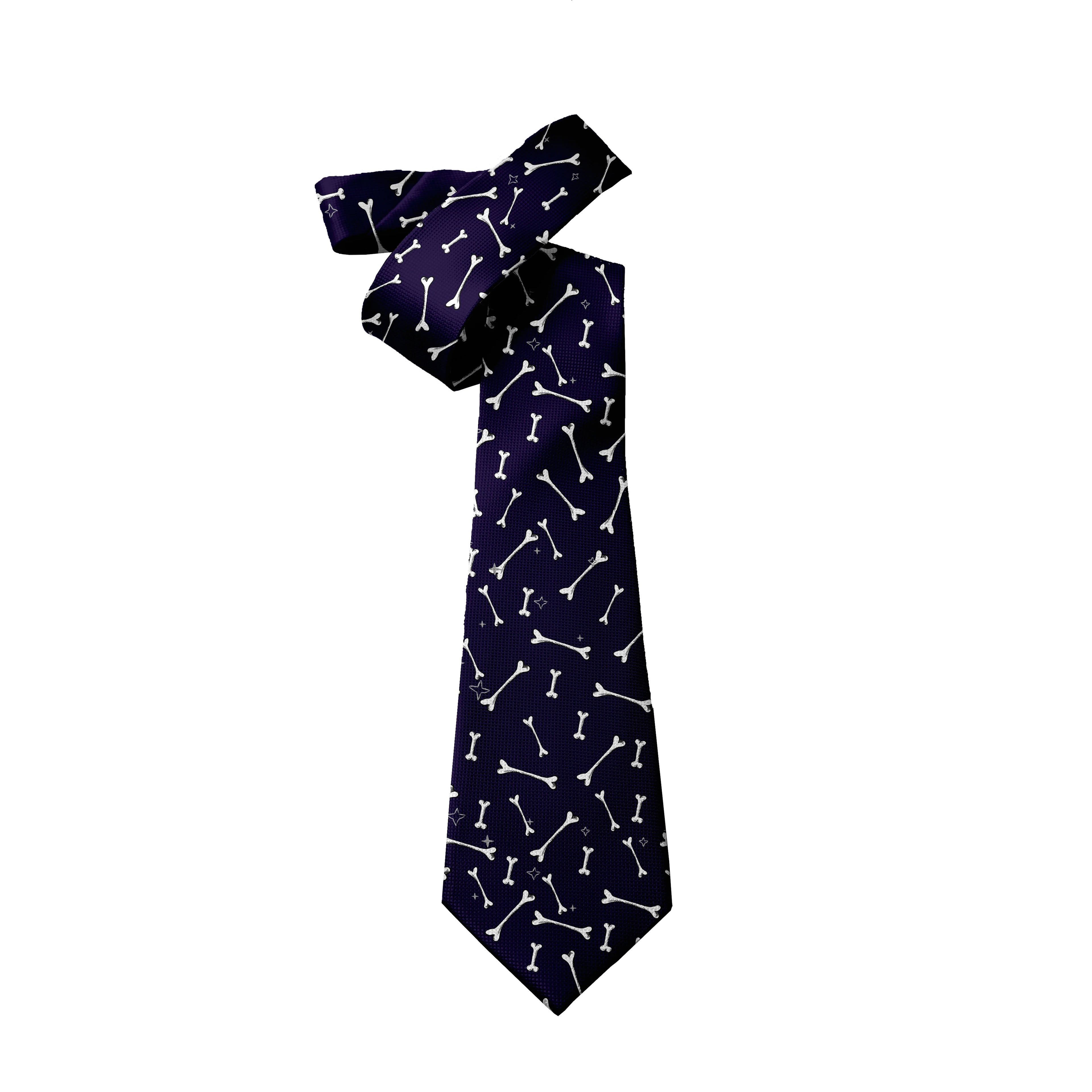 Skeleton Parts Creative Novelty Tie Fashion Funny Cartoon Skull Print Qme