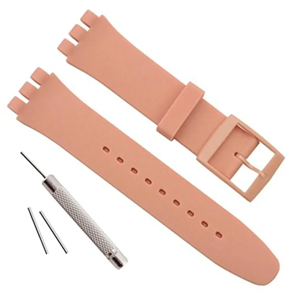 16mm 17mm 19mm 20mm Soft Silicone Bracelet Colorful Watchband for Swatch Watch Strap Replacement Watches Accessories with Tool Qme