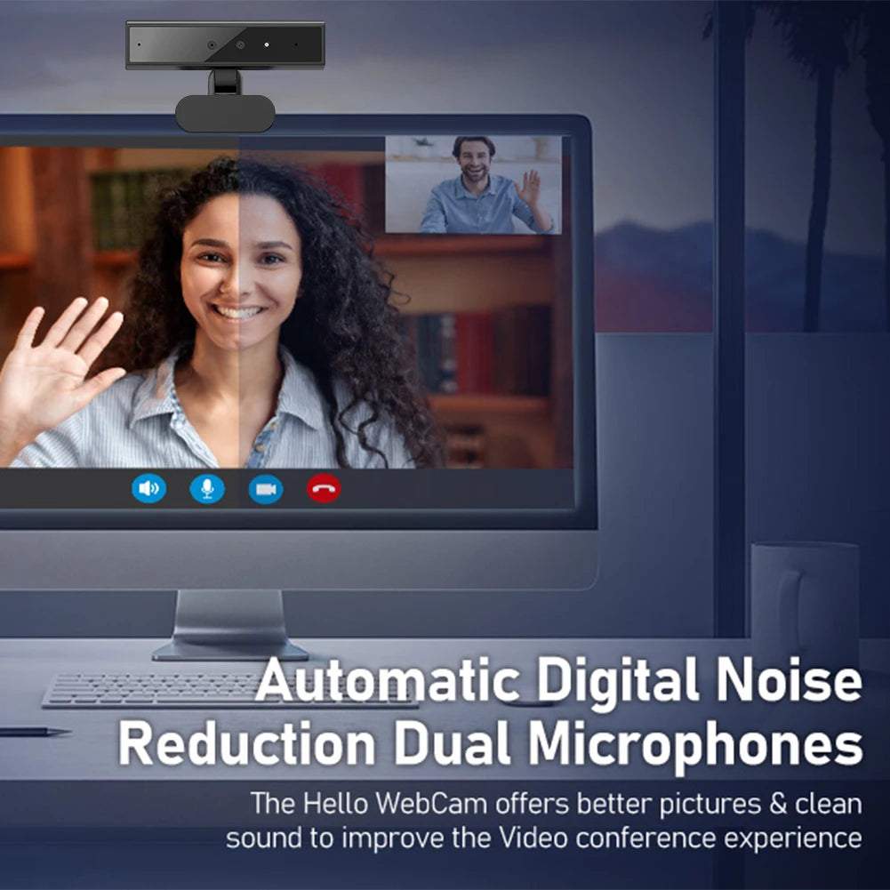 Facial Recognition Webcam for Windows Hello 2K Webcam 5MP Web Camera Facial Recognition Login For Laptop PC Camera with Mic Qme