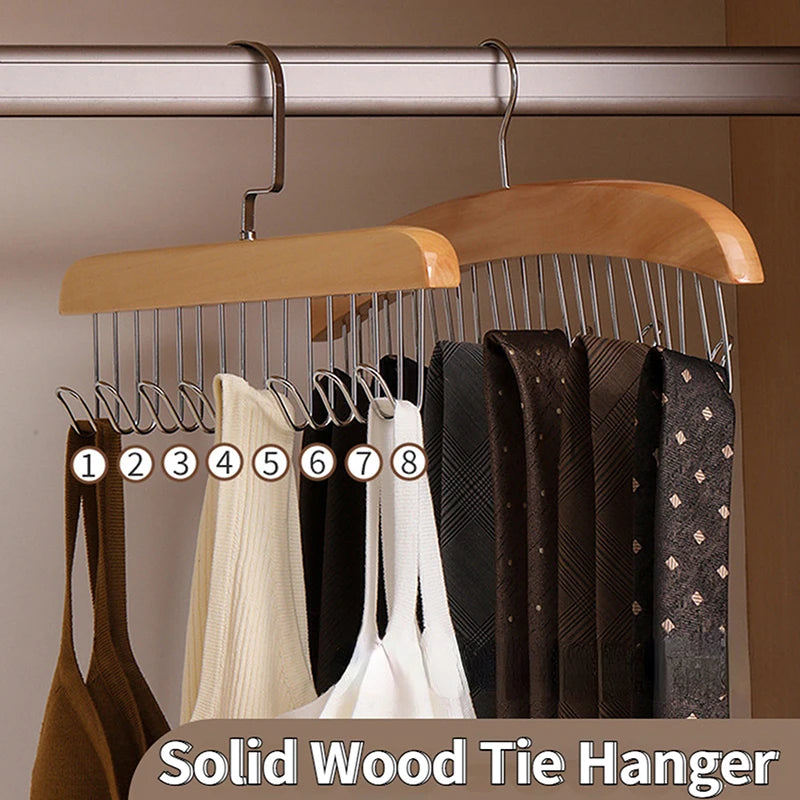Non Slip Space Saving Wardrobe Clothing Storage Holder Wood Belts Qme