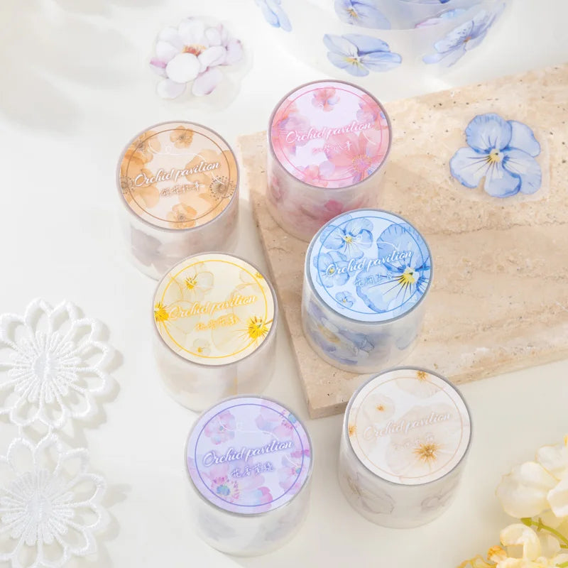 50mm*2m Flowers Plants PET Tapes Junk Journal Adhesiva Scrapbooking Sticker Planner Diary Collage Decoration Stationery Tape Qme