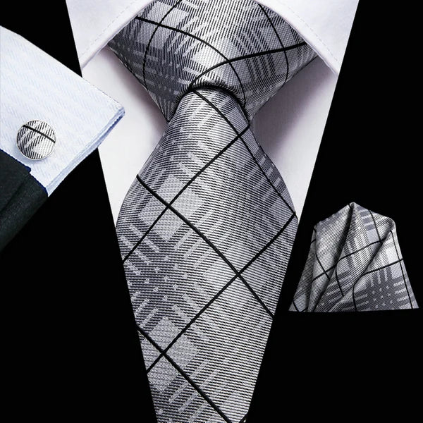 Professional Mens 3-Piece Suit Necktie Pocket Square Cufflinks Qme DPTH-LDSN3359