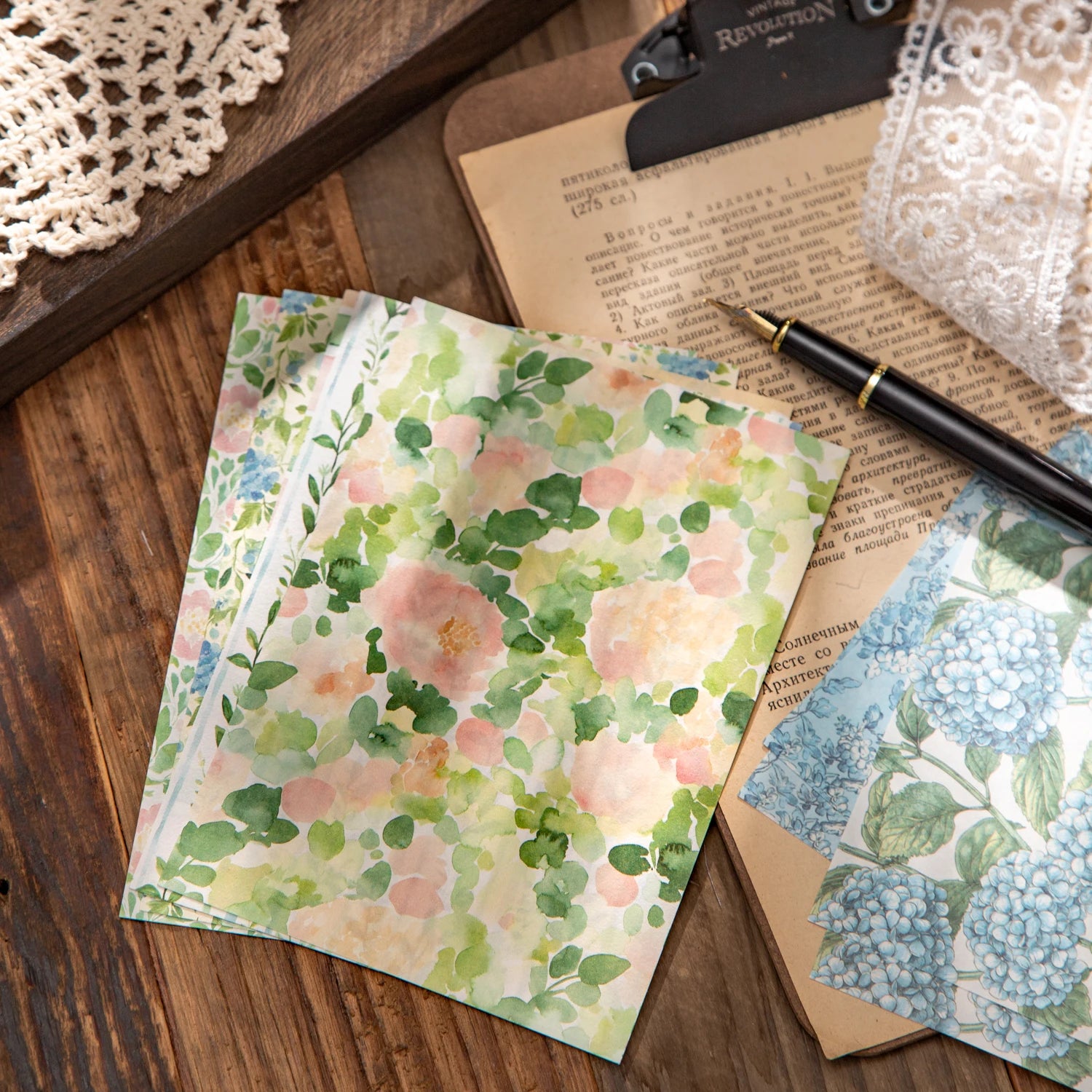 50 Sheets Vintage Floral patter Materials Paper DIY Scrapbooking Decor Craft Paper Collage Junk Journal Aesthetics Stationery Qme