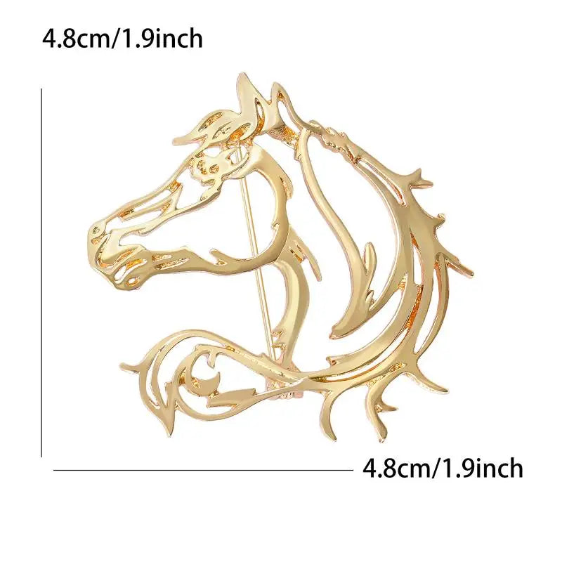 Simple Hollow Horse Brooch For Women Men Personality Alloy Smooth Animal Pin Brooch Fashion Clothing Jewelry Accessories Gift Qme Gold