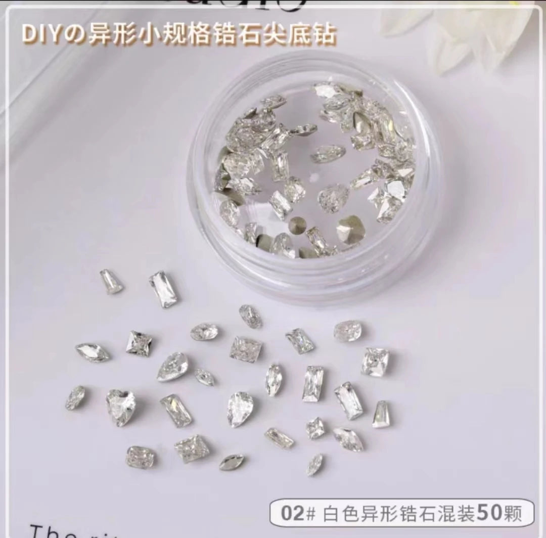 Mini Zircon Diamond Nail Art Jewelry Colorful Decoration Qme white mix 50