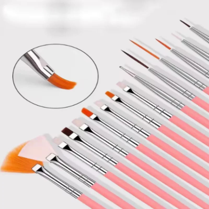 1set/15pcs color Nail Art Brush Set UV Gel Polish Pen Acrylic Nail Design Painting Tools for Nail Artistry Qme