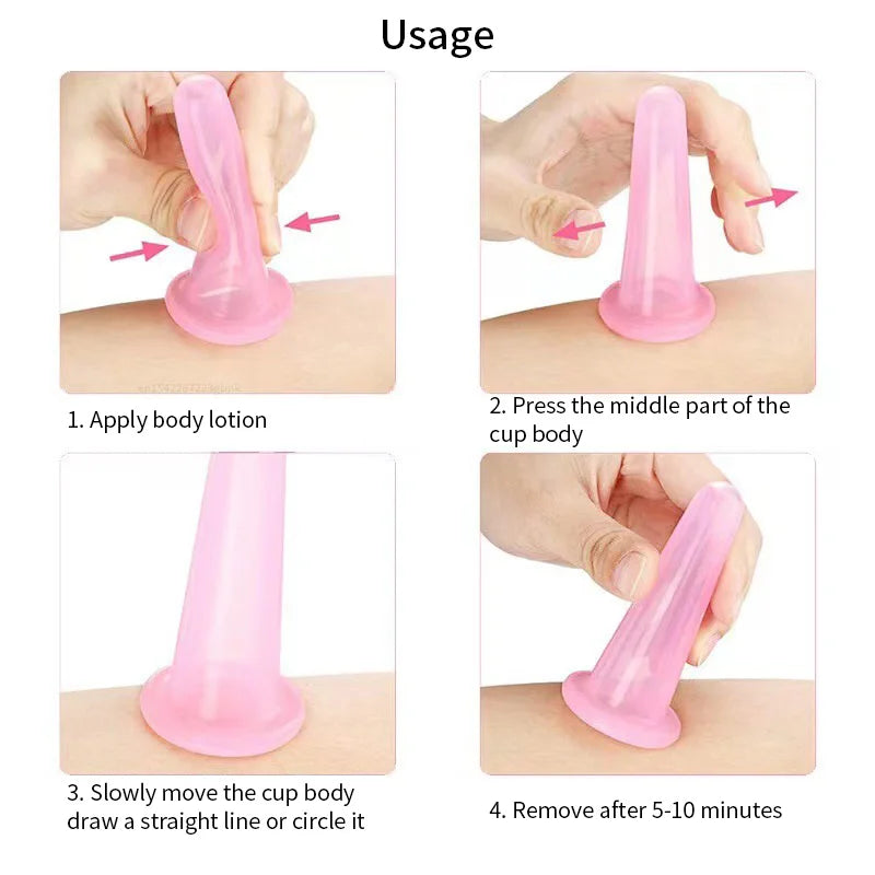 Silicone Vacuum Cupping Massage Jars Anti Cellulite Facial Suction Qme