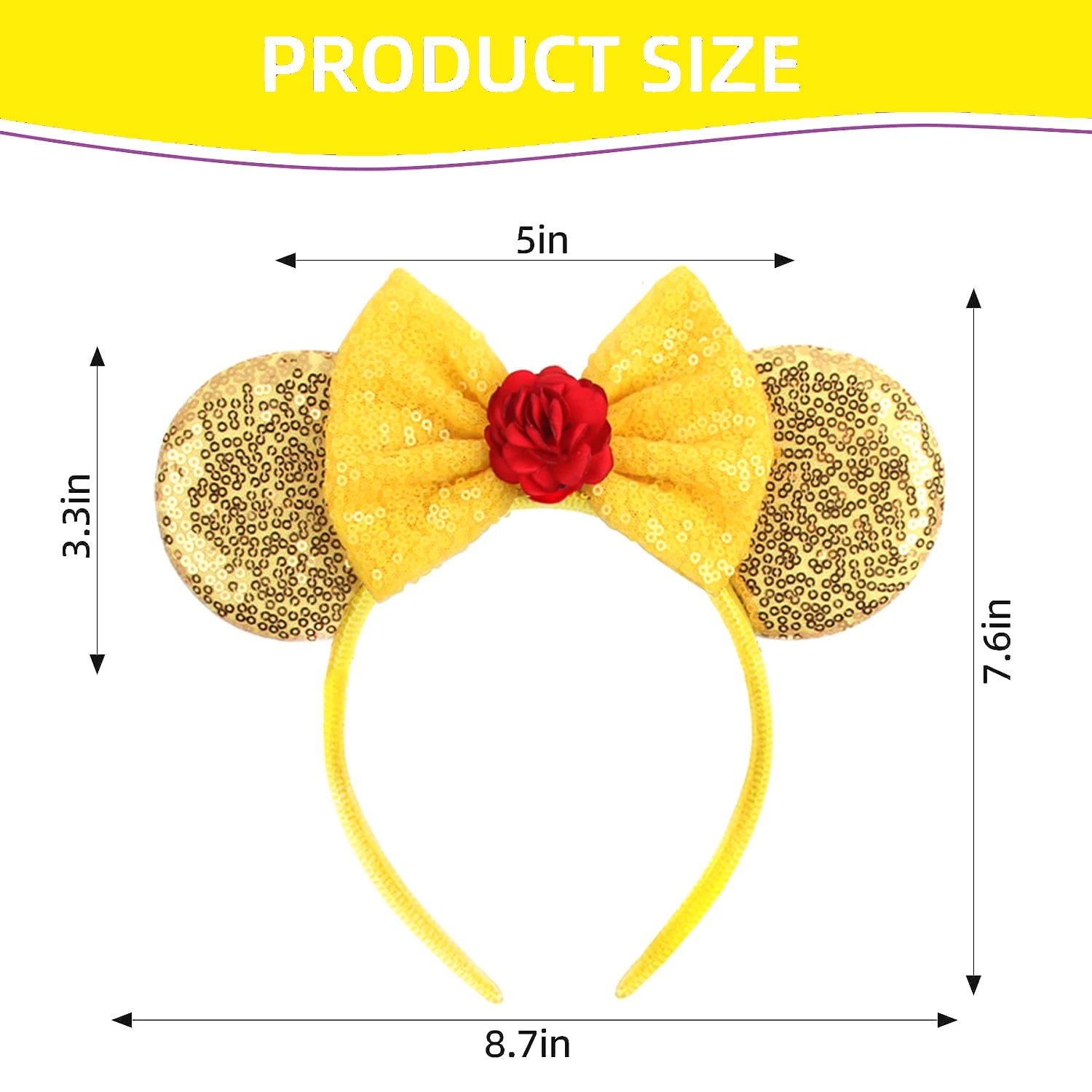 New Hot Sale Trendy Summer Sequins Mouse Ears Hairband Glitter Hair Bows Lightning Headband Girls Kids Hair Accessories Qme
