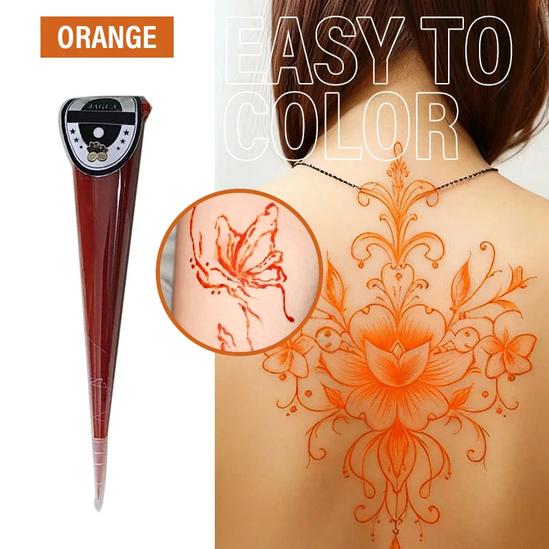 Henna Temporary Tattoo Non-toxic Cone Body Paint Brown Paste Qme Orange