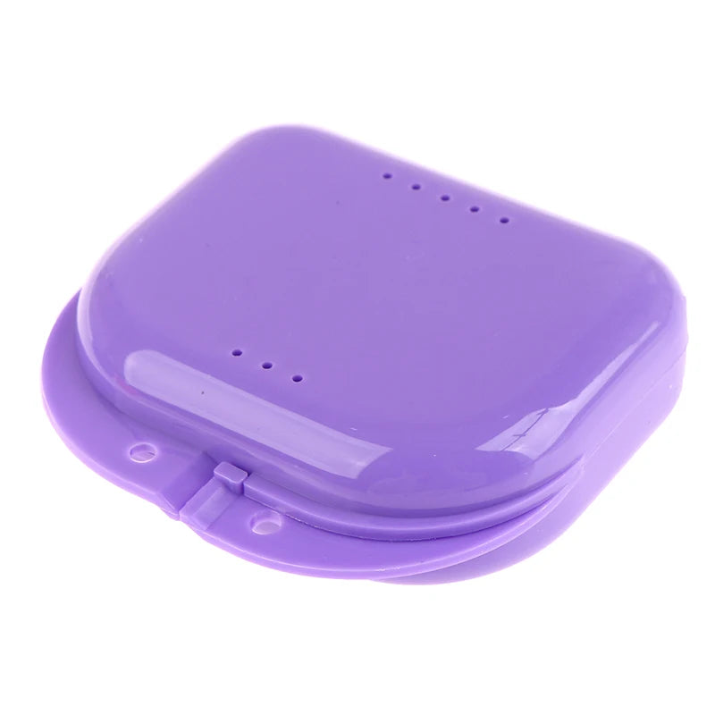 Denture Storage Box Dental Retainer Orthodontic Mouth Guard Container Qme Purple