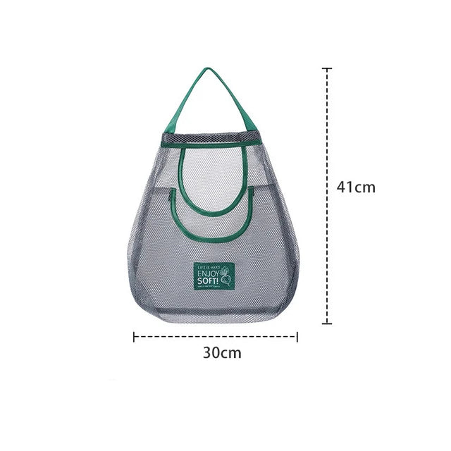 Reusable Storage Bags Kitchen Hanging Mesh Bag Home Fruit And Vegetable Storage Net Bag For Ginger Garlic Potatoes Onions Qme large Double Bag