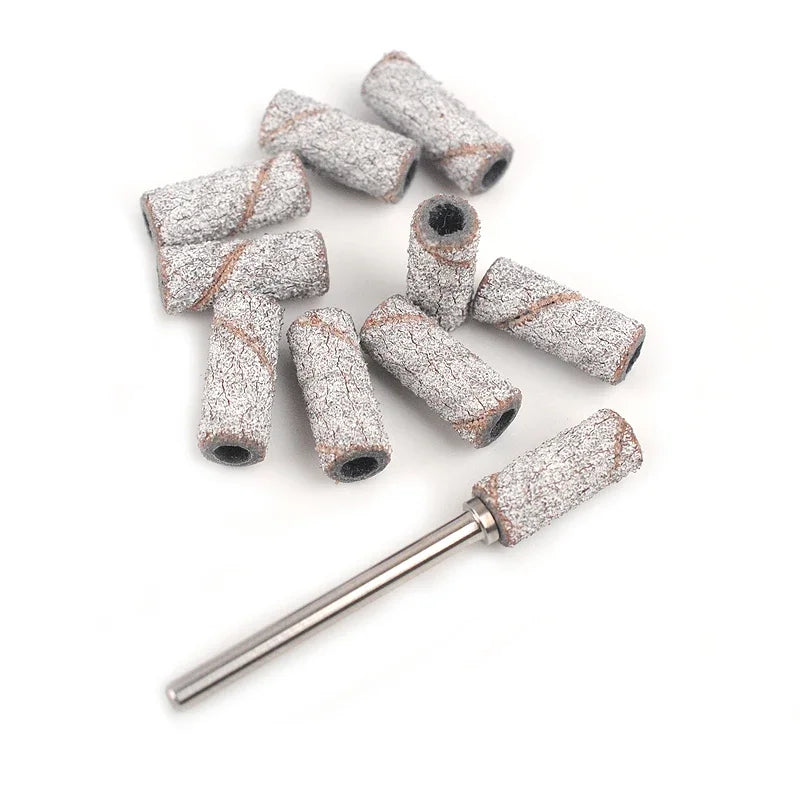 50/100Pcs 3mm Mini White Sanding Bands Stainless Steel Nail Drill Bits Mandrel Electric Manicure Accessories Tool Qme