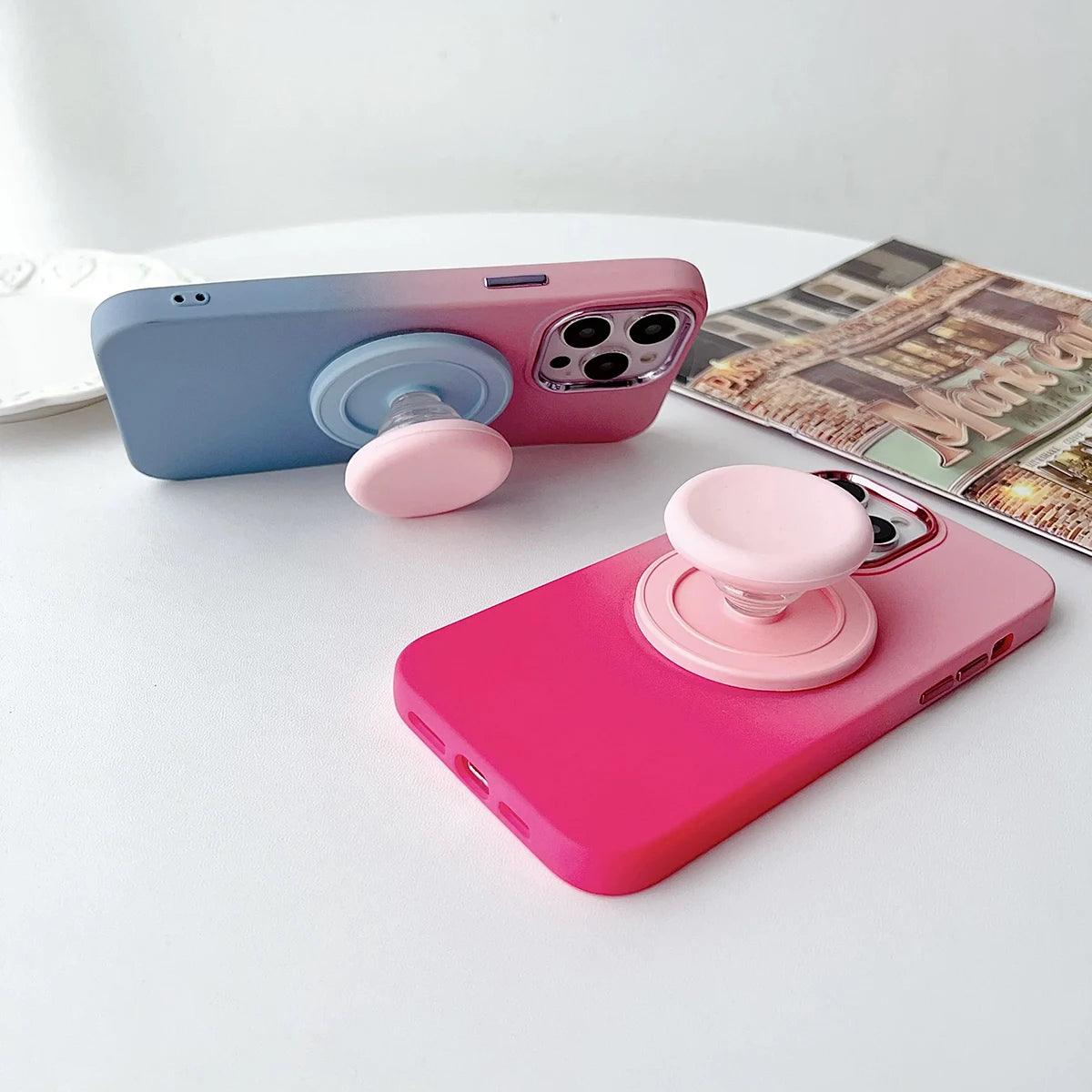 Macaron Colored Silicone Magnetic Air Cushion Stand Adhesive Backing Qme