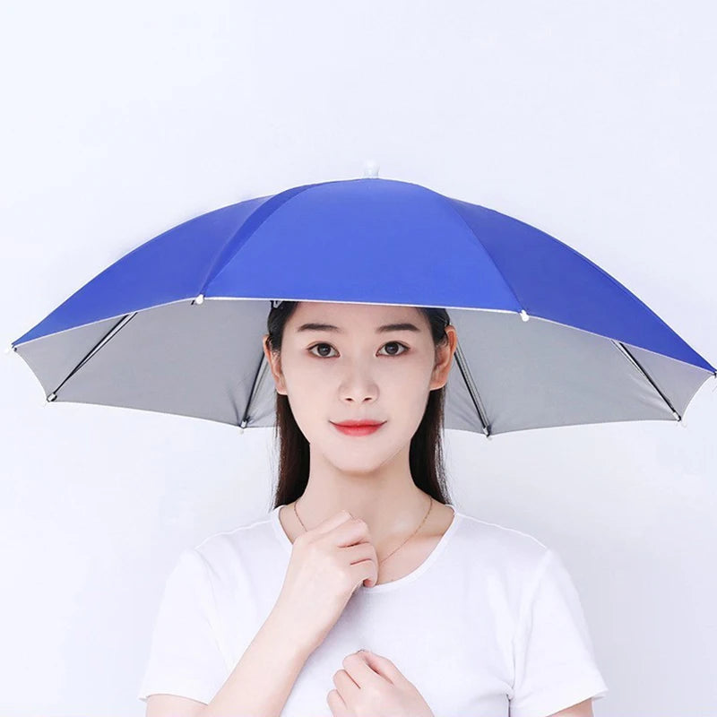 Portable Rain Hat Outdoor Folding Umbrella Fishing Sun Shade Anti-UV Qme
