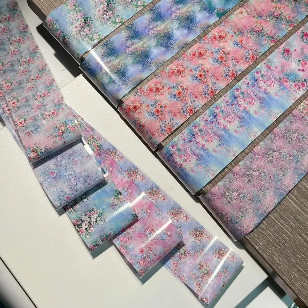 10 Rolls Flower Nail Foil Nails Art Design Stickers Decals Qme